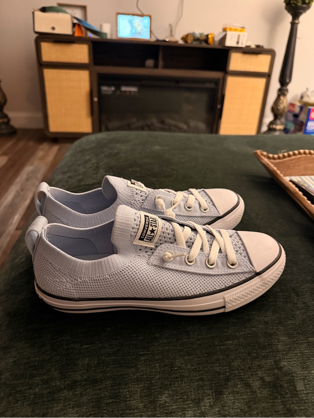 Converse Low Top Knit Sneakers in Light Blue
